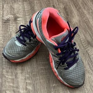 ASICS size 7 gray/coral/purple sneakers